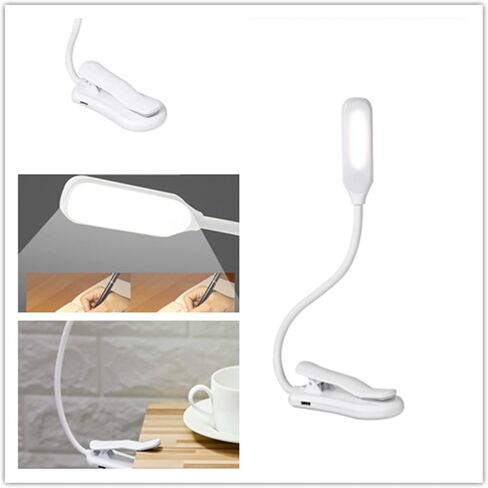 7 مصابيح LED للقراءة بمشبك على USB قابلة لإعادة الشحن و3 أوضاع ألوان 360 درجة مرنة معقوفة للعناية بالعين ضوء للسرير والسفر والعمل - 600 مللي أمبير في الساعة in Kuwait