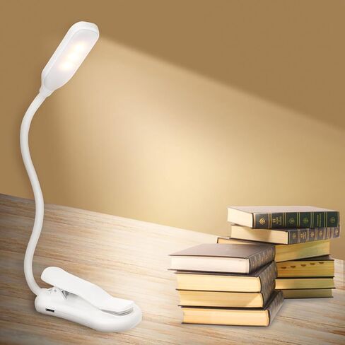 7 مصابيح LED للقراءة بمشبك على USB قابلة لإعادة الشحن و3 أوضاع ألوان 360 درجة مرنة معقوفة للعناية بالعين ضوء للسرير والسفر والعمل - 600 مللي أمبير في الساعة in Kuwait