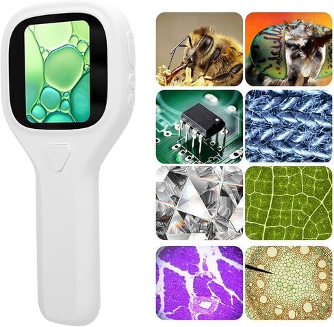 Zunate Handheld Digital Microscope for Kids Adults, 500X Magnification with 2MP HD Camera, 2 Inch Screen Portable Magnifying Glass, 6 LED Lights, USB Real Time PC Transmission for in Kuwait