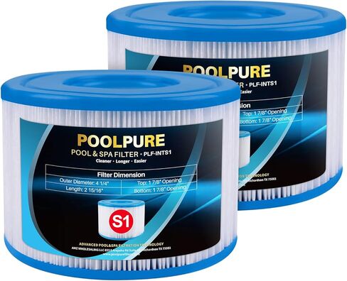 فلتر حوض استحمام ساخن من POOLPURE، 29001E، فلتر PureSpa من النوع S1، فلتر سبا 11692، استبدال خراطيش حمام السباحة سهلة التركيب لمضخة حمام السباحة PureSpa المختلفة، 4.2 × 2.8 بوصة، 4 عبوات in Kuwait