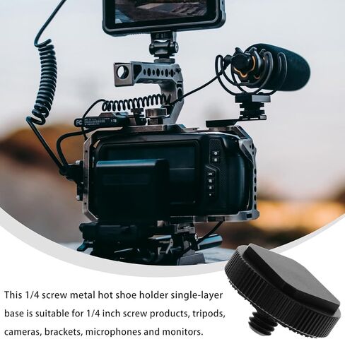 Angoily 3pcs 1/4-inch Screw Cold Shoe Flash Adapter Mount for DSLR Camera Rig, Metal Hot Shoe Stand Accessory Kit for LED Light and Monitor Photography Equipment in Kuwait