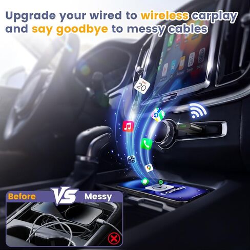 2026 Ultral Mini Wireless CarPlay Adapter for Apple & Android Auto,Gold-Plated USB-A/C Interface for Lag-Free Tech, 5GHz Wi-Fi Car Play Wireless Dongle for 2016+ Wired Cars,Plug & Play,Heat-Resistant in Saudi Arabia