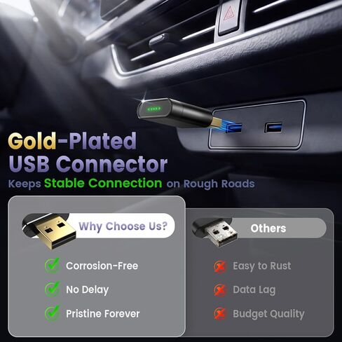 2026 Ultral Mini Wireless CarPlay Adapter for Apple & Android Auto,Gold-Plated USB-A/C Interface for Lag-Free Tech, 5GHz Wi-Fi Car Play Wireless Dongle for 2016+ Wired Cars,Plug & Play,Heat-Resistant in Saudi Arabia