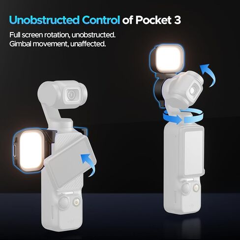 مصباح LED مغناطيسي من EMART لجيب DJI Osmo Pocket 3، ضوء ملء فيديو صغير قابل لإعادة الشحن مع 3 أوضاع ألوان و3 مستويات سطوع، ضوء سيلفي محمول لتسجيل الفيديو/التسجيل، يتضمن حاملين مغناطيسيين in Kuwait
