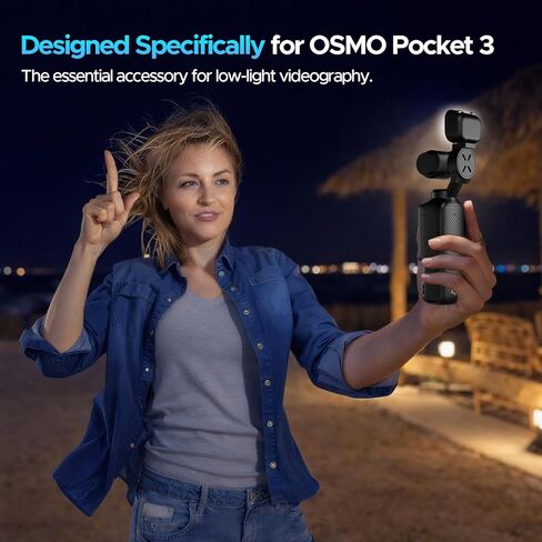 مصباح LED مغناطيسي من EMART لجيب DJI Osmo Pocket 3، ضوء ملء فيديو صغير قابل لإعادة الشحن مع 3 أوضاع ألوان و3 مستويات سطوع، ضوء سيلفي محمول لتسجيل الفيديو/التسجيل، يتضمن حاملين مغناطيسيين in Kuwait
