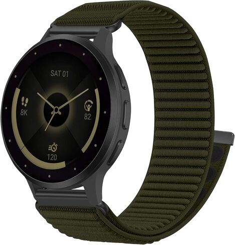 حزام ساعة بحلقة خطافية 18 مم متوافق مع Garmin Vivoactive 4S/Vivoactive 3S/Venu 4 41 مم/Venu 3S/2S، أحزمة ساعة ذكية رياضية من النايلون الناعم المسامي لحزام Garmin Forerunner 255S/265S للنساء والرجال in Kuwait