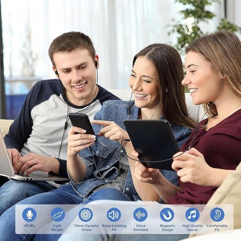2 حزمة من سماعات الرأس السلكية داخل الأذن، سماعات أذن سلكية مع ميكروفون، مقبس 3.5 ملم في سماعات الرأس السلكية مع حجب الضوضاء، سماعات أذن سلكية باللونين الأبيض والأسود للهاتف والوسادة وأجهزة الكمبيوتر المحمولة in Kuwait
