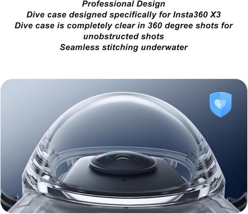 Action Camera Dive Case, 50m Waterproofing Depth Transparent Clear Underwater Housing forInsta360 One X3, with 1/4 Inch Threaded Connector in Kuwait
