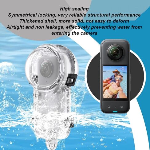 Action Camera Dive Case, 50m Waterproofing Depth Transparent Clear Underwater Housing forInsta360 One X3, with 1/4 Inch Threaded Connector in Kuwait