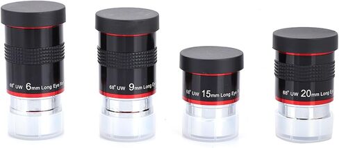 1.25" 68° Ultra Wide Angle Eyepiece Kit, 6+9+15+20mm Astronomy Telescope Eyepieces, Fully Multi - Coated with Long Eye Relief for Moon Star Cluster Viewing in Kuwait