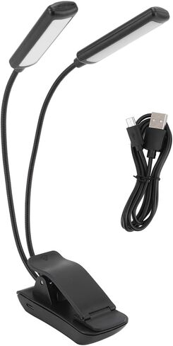 FTVOGUE ضوء قراءة LED قابل للتعتيم، مصباح كتاب مرن قابل لإعادة الشحن عبر USB، مشبك/حامل على مصباح كتاب مزدوج للدراسة والصياغة in Kuwait