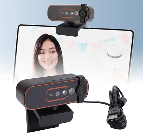 كاميرا ويب بدقة 1080 بكسل، وكاميرا كمبيوتر USB للتعرف على الوجه مع غطاء خاص وميكروفون مانع للضوضاء، للفصول الدراسية عبر الإنترنت لتسجيل الدخول الآمن in Kuwait