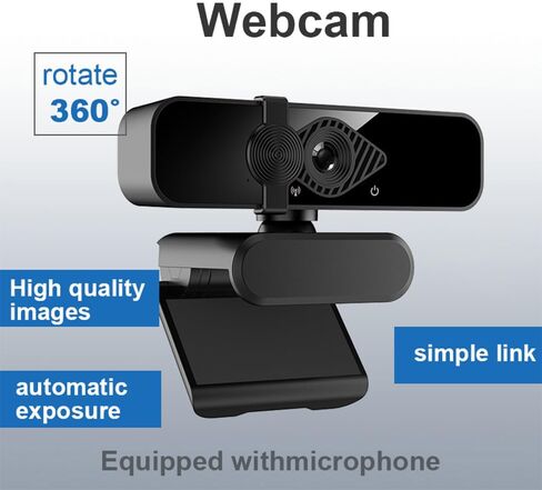 كاميرا ويب 2K USB HD حساب التوصيل والتشغيل غطاء خصوصية ميكروفون مدمج للكمبيوتر / الكمبيوتر المحمول، للتكبير / Skype / الفرق، المؤتمرات ومكالمات الفيديو in Kuwait