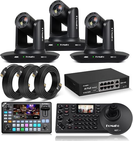 FoMaKo K30NS 4K 30x Optical Zoom PTZ Camera with NDI 6 & NDI HX3,for Science Experiment Labs Live Broadcasting,Full Setup Bundlle(K30NSX3+KC602+P1000+FMKH107X3) in Kuwait