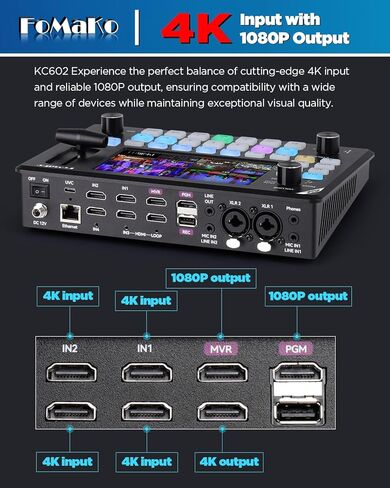 كاميرا FoMaKo 4K 60 إطارًا في الثانية NDI PTZ، تدعم إخراج NDI HX3 4K 60 إطارًا في الثانية، تكبير بصري 20x، للبث المباشر لمختبرات التجارب العلمية، حزمة الإعداد الكاملة (K600NX4+KC602+P1000+FMKH107X4+KC608 Pro) in Kuwait