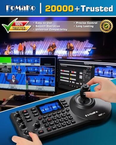 كاميرا FoMaKo 4K 60 إطارًا في الثانية NDI PTZ، تدعم إخراج NDI HX3 4K 60 إطارًا في الثانية، تكبير بصري 20x، للبث المباشر لمختبرات التجارب العلمية، حزمة الإعداد الكاملة (K600NX4+KC602+P1000+FMKH107X4+KC608 Pro) in Kuwait