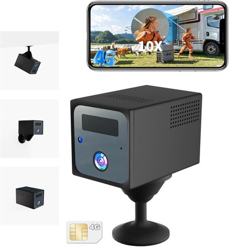 Mini Spy Camera No WiFi Needed, 4G LTE Mini Camera with SIM Card, 5200mAh Battery, 160° Viewing, AI Motion Detection Alerts, No-Glow Night Vision, Anti-Theft for Car, Camping, Travel, Apartment, Store in Kuwait