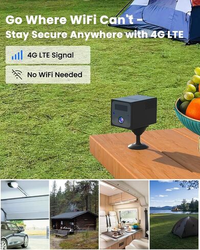 Mini Spy Camera No WiFi Needed, 4G LTE Mini Camera with SIM Card, 5200mAh Battery, 160° Viewing, AI Motion Detection Alerts, No-Glow Night Vision, Anti-Theft for Car, Camping, Travel, Apartment, Store in Kuwait