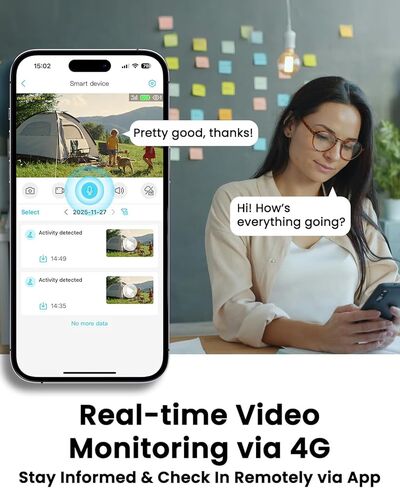 Mini Spy Camera No WiFi Needed, 4G LTE Mini Camera with SIM Card, 5200mAh Battery, 160° Viewing, AI Motion Detection Alerts, No-Glow Night Vision, Anti-Theft for Car, Camping, Travel, Apartment, Store in Kuwait