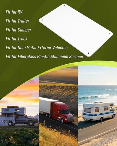 Metal Mounting Plate Fit for RV Trailers Camper Vans Trucks, Surface with Rust Protective Coating Galvanized Iron Bracket, Designed for Non-Metallic Body Including Screws + Adhesives in Kuwait
