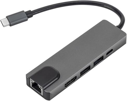 موزع USB-C 5 في 1 مع إيثرنت من Sahara - محول متعدد المنافذ مع 4K HDMI وUSB 3.0/2.0 وشحن PD بقوة 100 واط وRJ45 - متوافق مع أجهزة MacBook وChromebook والكمبيوتر الشخصي in Kuwait