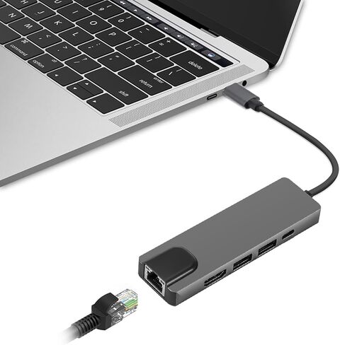 موزع USB-C 5 في 1 مع إيثرنت من Sahara - محول متعدد المنافذ مع 4K HDMI وUSB 3.0/2.0 وشحن PD بقوة 100 واط وRJ45 - متوافق مع أجهزة MacBook وChromebook والكمبيوتر الشخصي in Kuwait