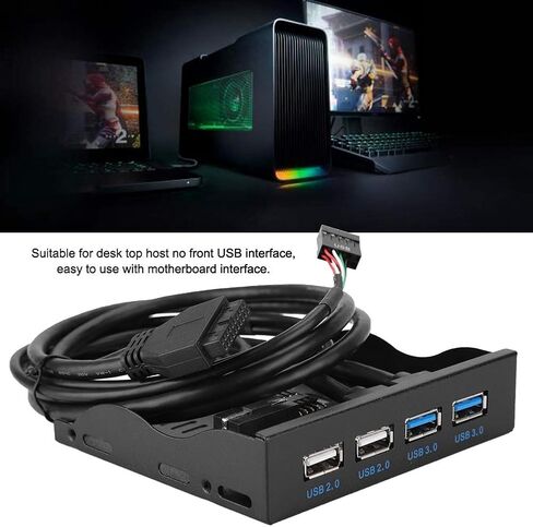 لوحة أمامية USB 3.5 بوصة، 4 منافذ عالية السرعة 2 USB 3.0+2 USB 2.0 Hub، 19PIN/9 Pin 3.5 بوصة موصل لوحة أمامية معدنية، للوحة الأم للكمبيوتر الشخصي in Kuwait