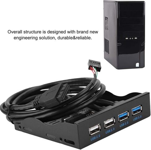 لوحة أمامية USB 3.5 بوصة، 4 منافذ عالية السرعة 2 USB 3.0+2 USB 2.0 Hub، 19PIN/9 Pin 3.5 بوصة موصل لوحة أمامية معدنية، للوحة الأم للكمبيوتر الشخصي in Kuwait