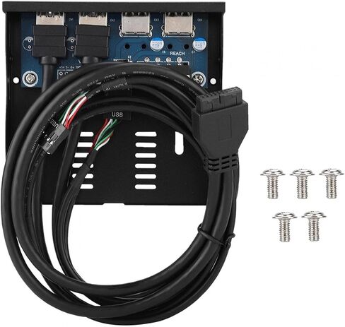 لوحة أمامية USB 3.5 بوصة، 4 منافذ عالية السرعة 2 USB 3.0+2 USB 2.0 Hub، 19PIN/9 Pin 3.5 بوصة موصل لوحة أمامية معدنية، للوحة الأم للكمبيوتر الشخصي in Kuwait
