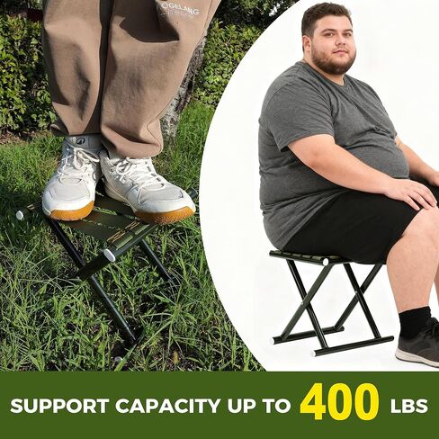 Heavy Duty Folding Stool, Full Steel Frame Camping Stool for Adults, 400LBS Capacity Military Green Portable Stool with Thickened Webbing, Anti-Slip Feet for Outdoor Camping Hunting Fishing Gardening in Kuwait