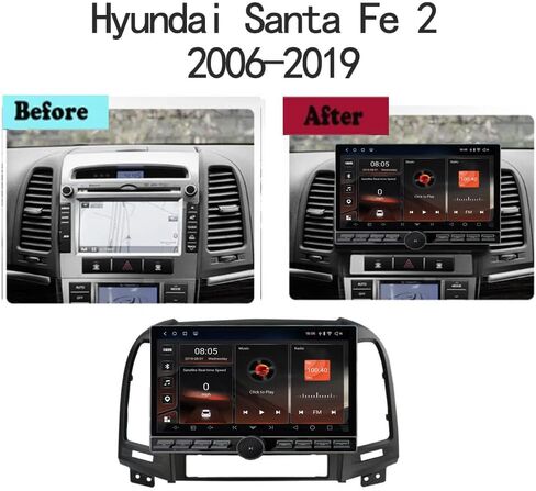 Android 15 for Hyundai Santa Fe Radio 2006-2012 Car Stereo Wireless Apple CarPlay Android Auto GPS Navigation 10.8" HD Tesla Touchscreen Bluetooth 4GB RAM+64GB ROM Mirror Link+Backup Camera in Kuwait