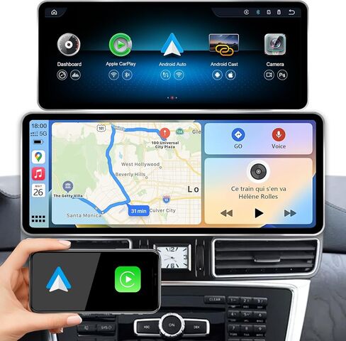 ترقية شاشة لمس QLED مقاس 12.8 بوصة لسيارة Mercedes GLE GLS W166/X166 2016-2019 NTG 5.0/5.1 - Wireless CarPlay/Android Auto، 2400x900 2K، إطار من سبائك الزنك، مشغل Linux سريع الاستقرار in Kuwait