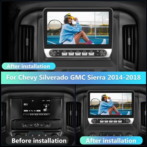 ستيريو سيارة لسيارة Chevy Silverado GMC Sierra 2014-2018 مع مفاتيح ومقابض، 10 بوصة Android 13 2GB+64GB راديو السيارة مع CarPlay/Android Auto/BT/GPS/FM يدعم عناصر التحكم في عجلة القيادة in Kuwait