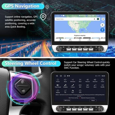 ستيريو سيارة لسيارة Chevy Silverado GMC Sierra 2014-2018 مع مفاتيح ومقابض، 10 بوصة Android 13 2GB+64GB راديو السيارة مع CarPlay/Android Auto/BT/GPS/FM يدعم عناصر التحكم في عجلة القيادة in Kuwait