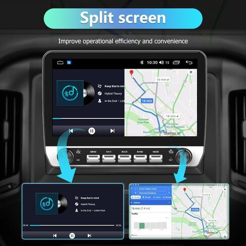 ستيريو سيارة لسيارة Chevy Silverado GMC Sierra 2014-2018 مع مفاتيح ومقابض، 10 بوصة Android 13 2GB+64GB راديو السيارة مع CarPlay/Android Auto/BT/GPS/FM يدعم عناصر التحكم في عجلة القيادة in Kuwait