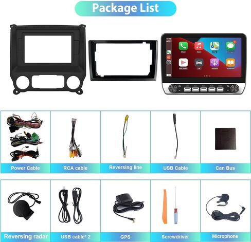 ستيريو سيارة لسيارة Chevy Silverado GMC Sierra 2014-2018 مع مفاتيح ومقابض، 10 بوصة Android 13 2GB+64GB راديو السيارة مع CarPlay/Android Auto/BT/GPS/FM يدعم عناصر التحكم في عجلة القيادة in Kuwait