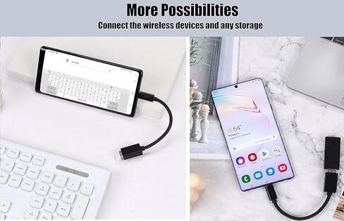 محول OTG USB-C 3.0 (عبوتان) متوافق مع Samsung Galaxy Note 9 إلى وظائف سريعة متعددة الاستخدام للنسخ الاحتياطي ولوحة المفاتيح والفئران ومحركات الإبهام والحفظ والمزيد (أسود) in Kuwait