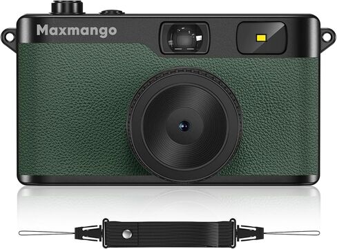 Maxmango D53 Vintage Digital Camera - Retro Digital Camera 12MP Screenless Vintage Camera Disposable Camera Replacement Includes 8GB SD Card-Brown in Saudi Arabia