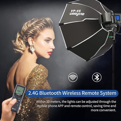 Weeylite Ninja 300 80W LED Video Light, 5600K Daylight COB Studio Light, CRI 95+ Continuous Lighting, 0-100% Dimmable, 7800LM Output, Bluetooth App Control, Portable Photography & Video Lighting Kit in Kuwait