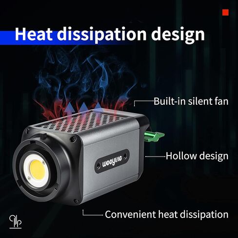 Weeylite Ninja 300 80W LED Video Light, 5600K Daylight COB Studio Light, CRI 95+ Continuous Lighting, 0-100% Dimmable, 7800LM Output, Bluetooth App Control, Portable Photography & Video Lighting Kit in Kuwait