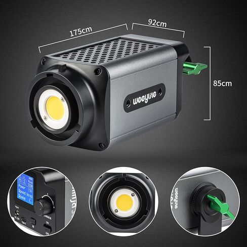 Weeylite Ninja 300 80W LED Video Light, 5600K Daylight COB Studio Light, CRI 95+ Continuous Lighting, 0-100% Dimmable, 7800LM Output, Bluetooth App Control, Portable Photography & Video Lighting Kit in Kuwait