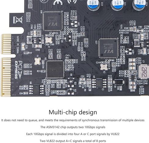 Fast Speed PCIe to 4xUSB 3.2 TypeA and 4xTypeC Adapter Expansion Card ASM3142+VL822+VL822 Control for Desktop Desktop Computer Accessory in Kuwait