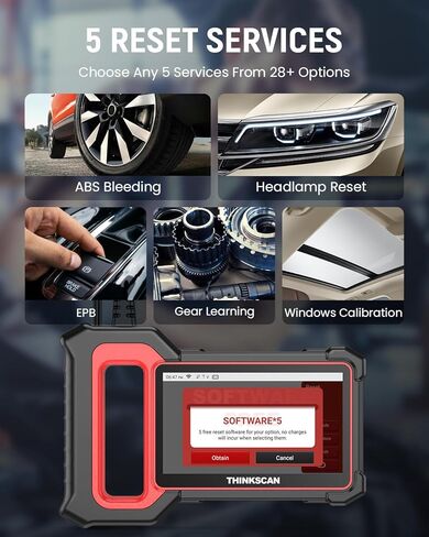 THINKCAR OBD2 Scanner, ThinkScan Plus S5 ABS,SRS,TCM,ECM System CAN Diagnostic Scan Tool, 5 Inches Touchscreen, 94 Brands Car Code Reader, FCA AutoAuth, Wireless Update in Saudi Arabia