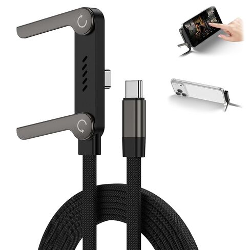 Invisible Holder Charger Cable,240W USB C to USB C Fast Charging Cable,5FT Right Angle Fast Charge Cable with Built-in Phone Stand Flat USBC Cord for Samsung S26 Ultra S25 A17 S24,iPhone 17e,Pixel 10a in Kuwait