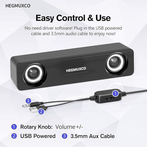 مكبر صوت ستيريو سلكي بقدرة 10 وات، مكبرات صوت مدمجة للكمبيوتر المكتبي - يعمل بمنفذ USB، ومدخل صوت 3.5 مم، ومكبر صوت للكمبيوتر المحمول تم ضبطه بخبرة in Kuwait