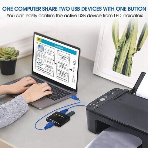 USB 3.0 Switch Selector KVM Switch 5 Gbps 2 in 1 Out USB Splitter USB 3.0 Zwe V7J5 لطابعتين ماوس ولوحة مفاتيح مشاركة للكمبيوتر، مع 2 كابل USB in Kuwait