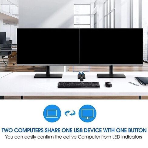USB 3.0 Switch Selector KVM Switch 5 Gbps 2 in 1 Out USB Splitter USB 3.0 Zwe V7J5 لطابعتين ماوس ولوحة مفاتيح مشاركة للكمبيوتر، مع 2 كابل USB in Kuwait