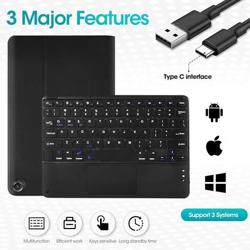 Touchpad Keyboard Case for Amazon fire Max 11 11.0-inch 2023(13th Generation), Detachable Rechargeable Keyboard with Pen Holder and USB-C Cable for Tablet Cover (Black) in Kuwait