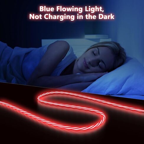 كابل شحن متوهج متعدد 3 في 1 LED متدفق / نوع C/Micro USB للسيارة لهاتف iPhone، سلك متوهج RGB لهاتف Apple iPhone 15/14/13/12/11 Pro Max/XR/SE، iPad/Android/Samsung-6FT أحمر in Kuwait