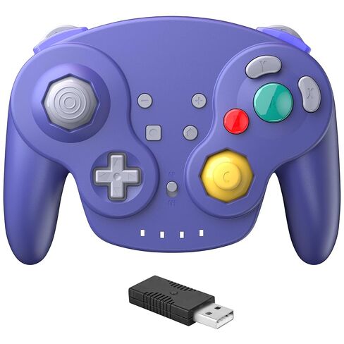 2 وحدة تحكم USB لاسلكية للعبة GameCube للتبديل 1 و2، مستقبل USB 2.4 جيجا هرتز متوافق مع Switch Online، Windows PC، macOS (اهتزاز مدمج) (قابل لإعادة الشحن) (مشغلات تناظرية / عصا) نيلي in Kuwait